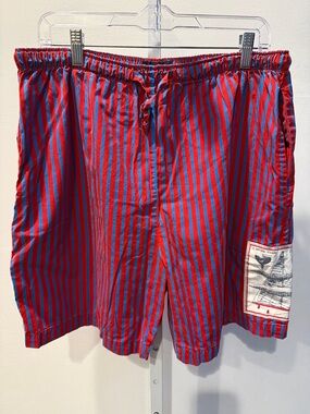 Vintage 90s Nautica 12 Meter Class Striped Shorts Size L/XL Red/Periwinkle Blue